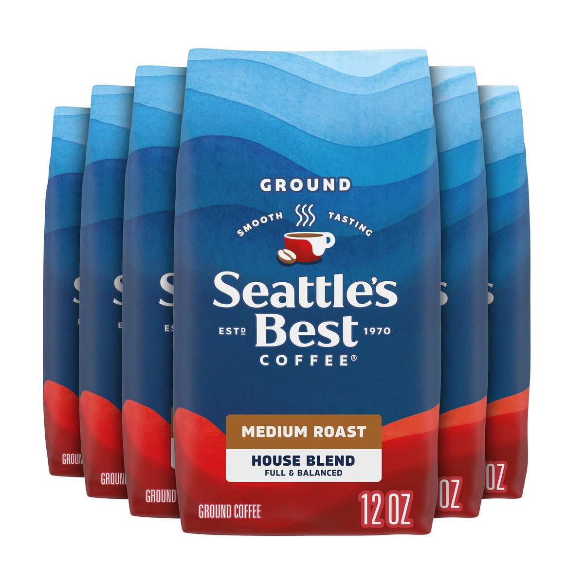 Seattle's Best Coffee Ground Coffee Post Alley Dark Roast, 6 Bags 12 oz