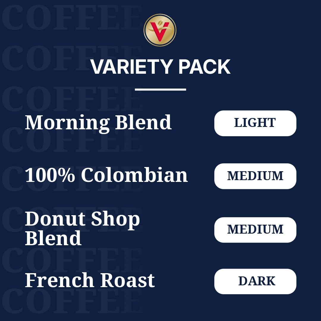 Victor Allen's Coffee Donut Shop, Morning Blend, 100% Colombian, and French Roast Variety Pack for K-Cup, Keurig 2.0 Brewers, 96 Count Single Serve Coffee Pods