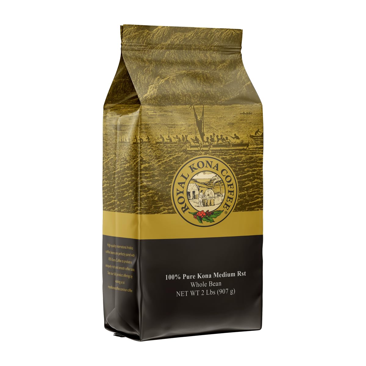 ROYAL KONA COFFEE Ground - 100% Hawaiian Kona Coffee, Private Reserve, Medium Roast, (Pack of 2)