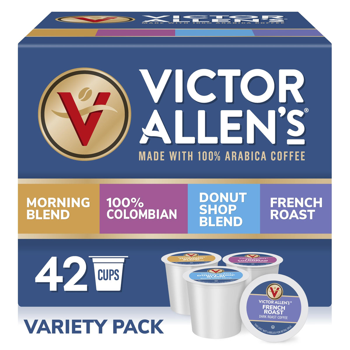 Victor Allen's Coffee Donut Shop, Morning Blend, 100% Colombian, and French Roast Variety Pack for K-Cup, Keurig 2.0 Brewers, 96 Count Single Serve Coffee Pods