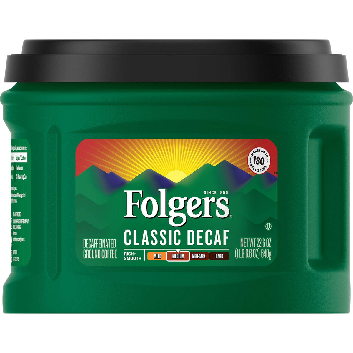 Folgers Classic Decaf Ground Coffee, Medium Roast, 6 Canisters