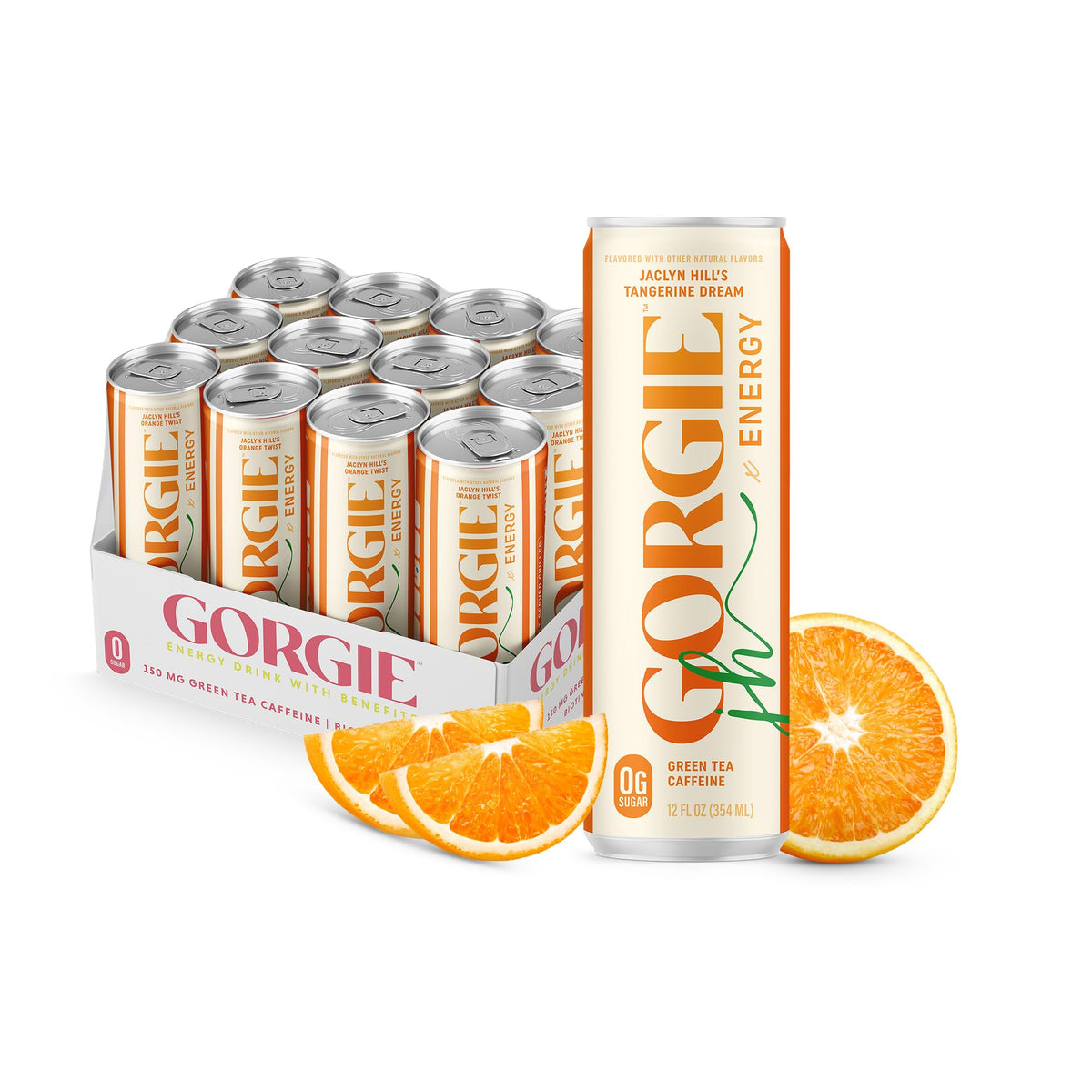 GORGIE Tropical Punch Sugar Free Energy Drink, Green Tea, 12 Pack | 150mg Green Tea Caffeine, Biotin, B6 & B12 Vitamins, L-Theanine, Low Calories, Vegan, Sparkling, Coffee Replacement
