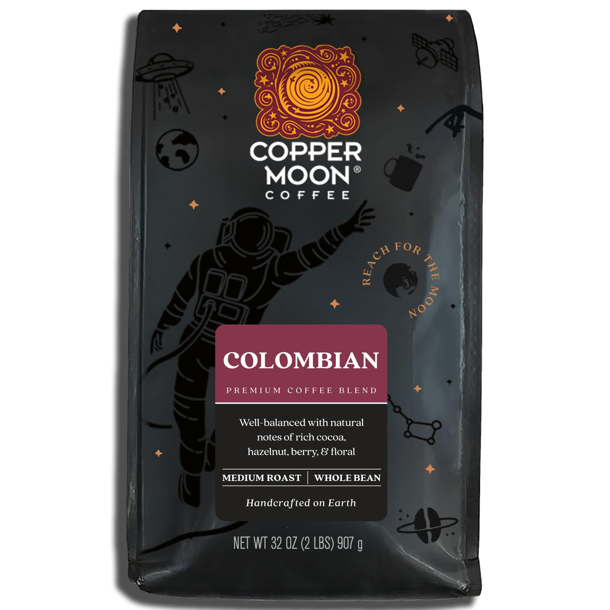 Copper Moon Whole Bean Coffee, Dark Roast, Sumatra Blend, 5 Lb