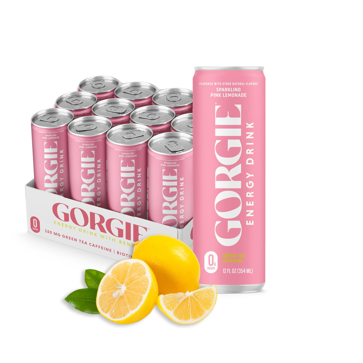 GORGIE Tropical Punch Sugar Free Energy Drink, Green Tea, 12 Pack | 150mg Green Tea Caffeine, Biotin, B6 & B12 Vitamins, L-Theanine, Low Calories, Vegan, Sparkling, Coffee Replacement