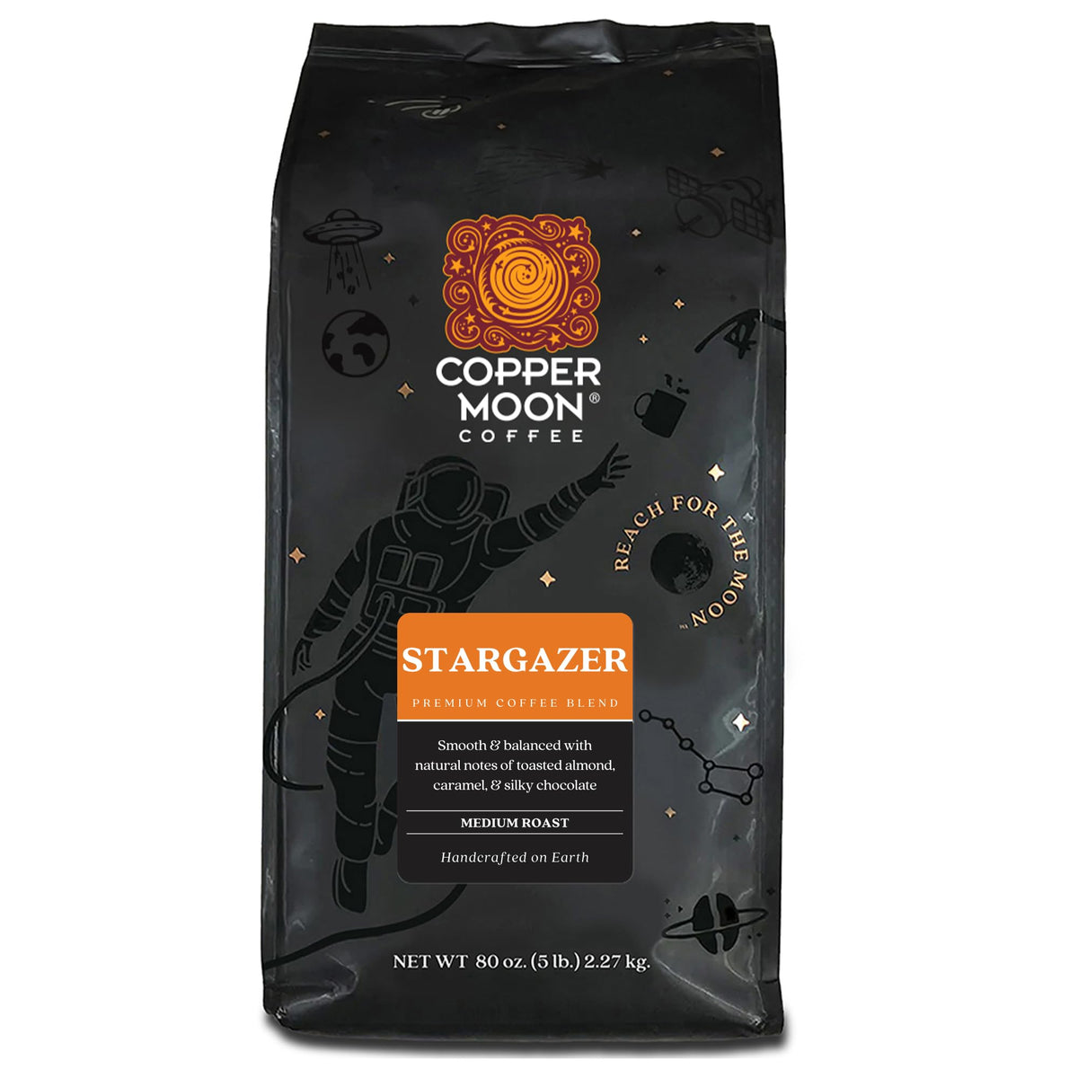 Copper Moon Whole Bean Coffee, Dark Roast, Sumatra Blend, 5 Lb