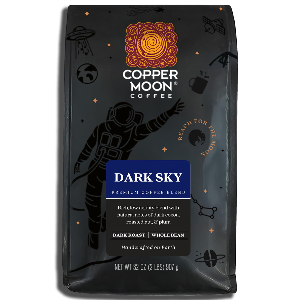 Copper Moon Whole Bean Coffee, Dark Roast, Sumatra Blend, 5 Lb