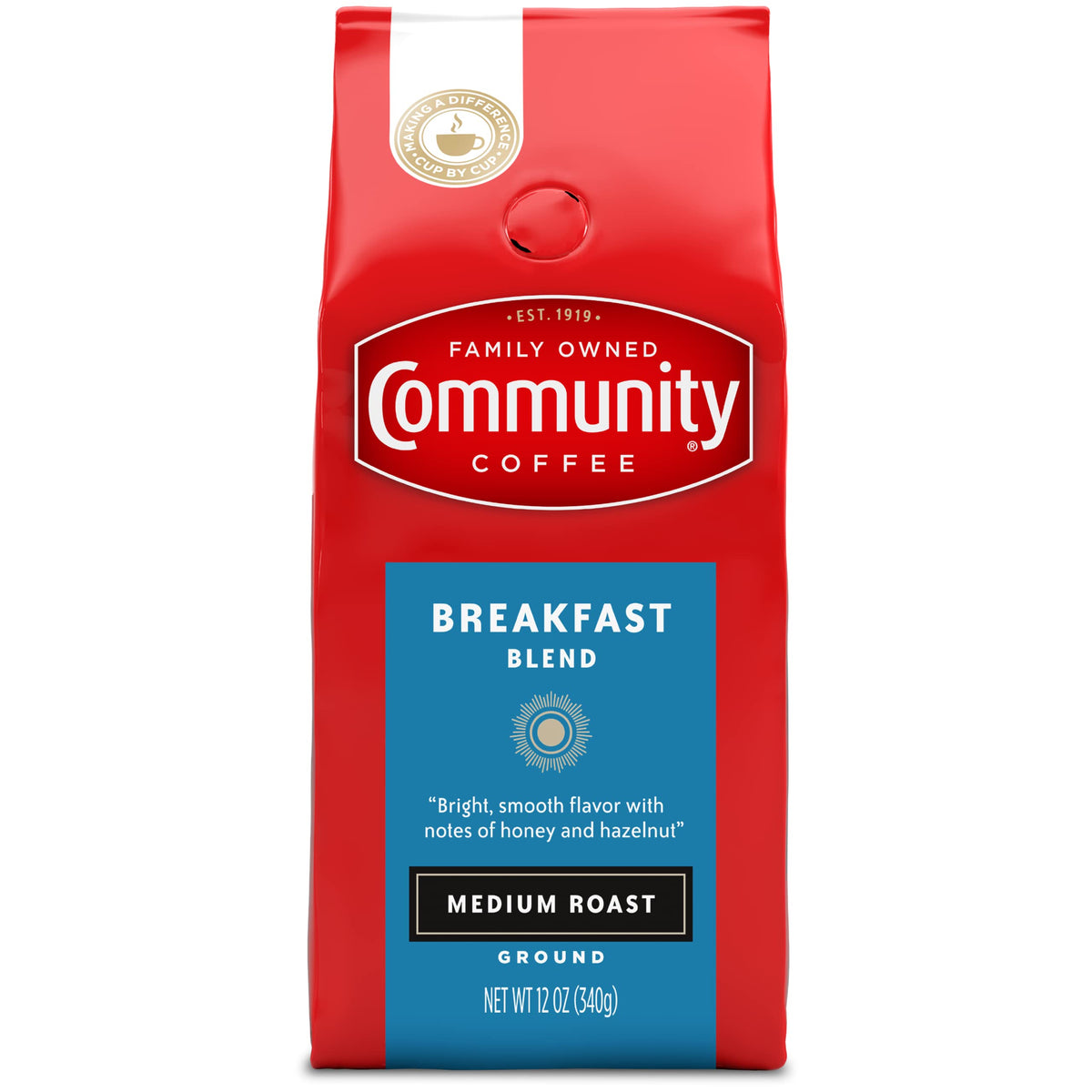 Community Coffee Breakfast Blend, 128 Ounces Ground Coffee, Medium Roast, 32 Ounce Bag (Pack of 4)