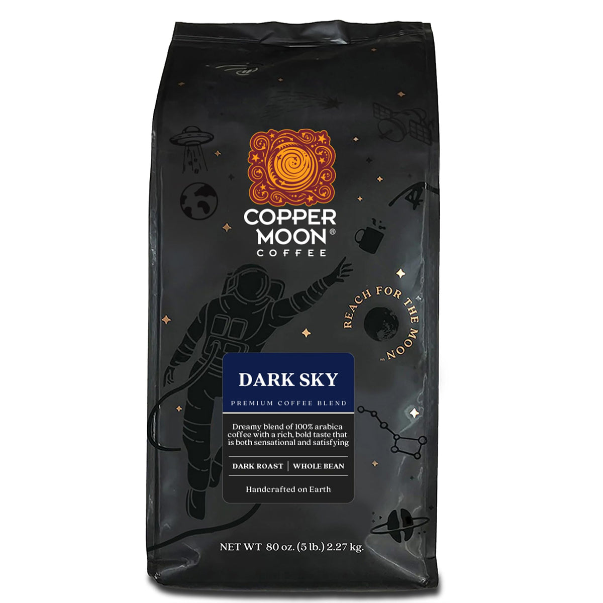Copper Moon Whole Bean Coffee, Dark Roast, Sumatra Blend, 5 Lb