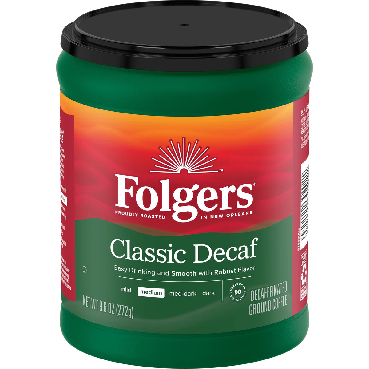 Folgers Classic Decaf Ground Coffee, Medium Roast, 6 Canisters