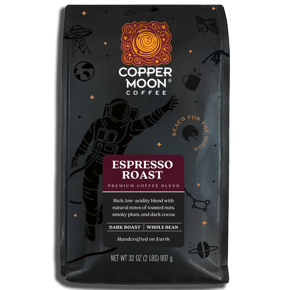 Copper Moon Whole Bean Coffee, Dark Roast, Sumatra Blend, 5 Lb