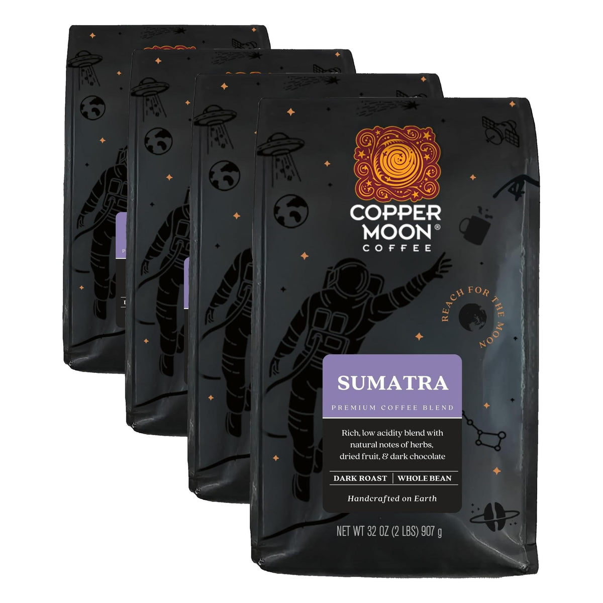 Copper Moon Whole Bean Coffee, Dark Roast, Sumatra Blend, 5 Lb