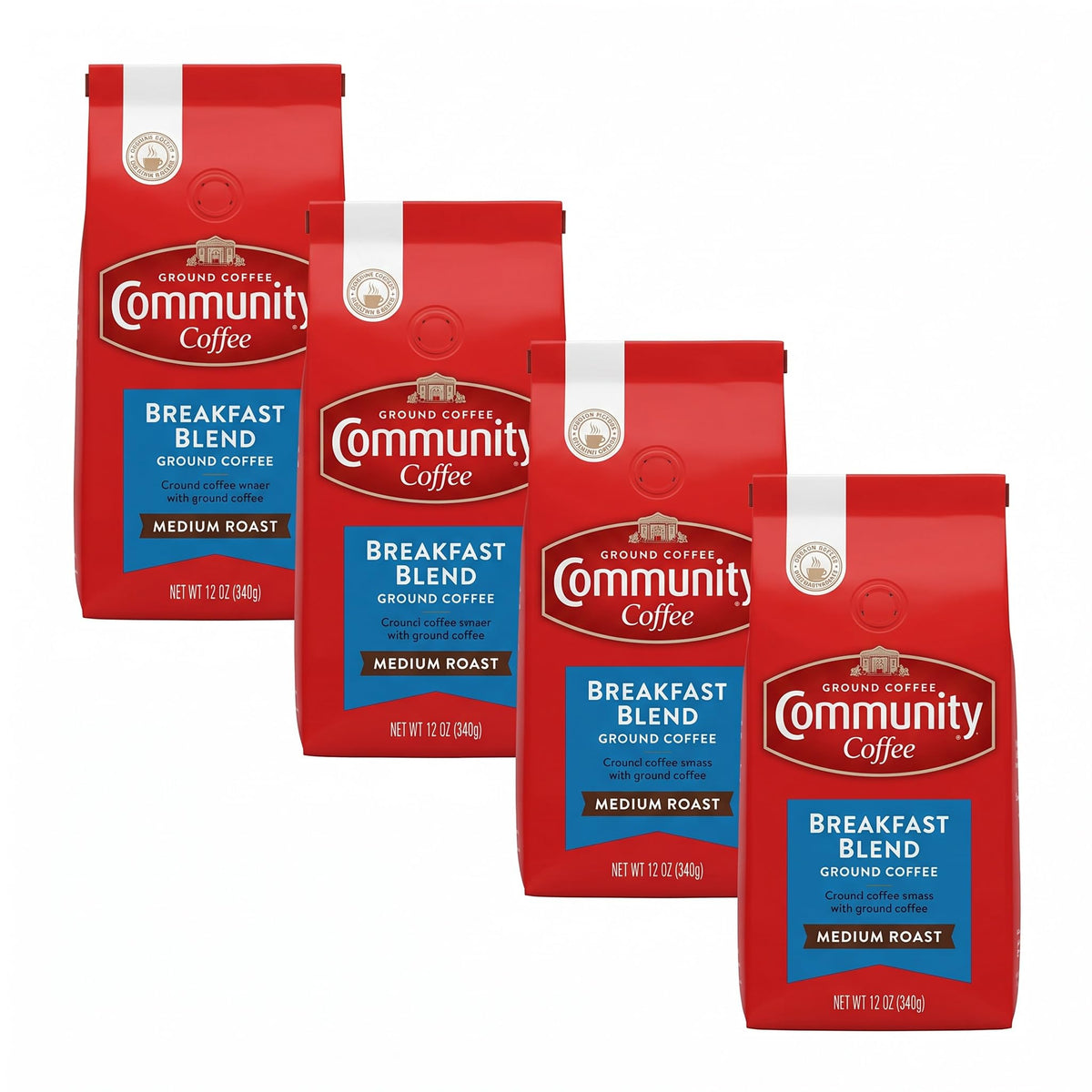 Community Coffee Breakfast Blend, 128 Ounces Ground Coffee, Medium Roast, 32 Ounce Bag (Pack of 4)
