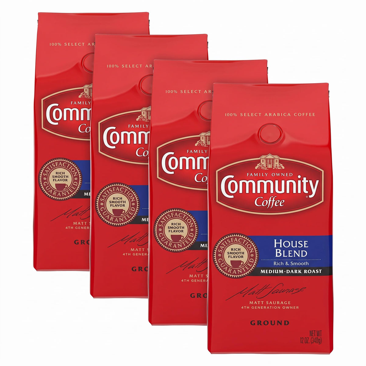 Community Coffee Breakfast Blend, 128 Ounces Ground Coffee, Medium Roast, 32 Ounce Bag (Pack of 4)