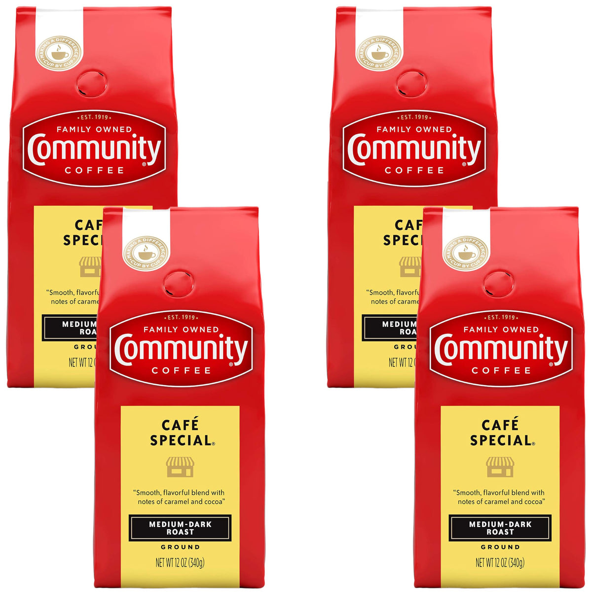 Community Coffee Breakfast Blend, 128 Ounces Ground Coffee, Medium Roast, 32 Ounce Bag (Pack of 4)