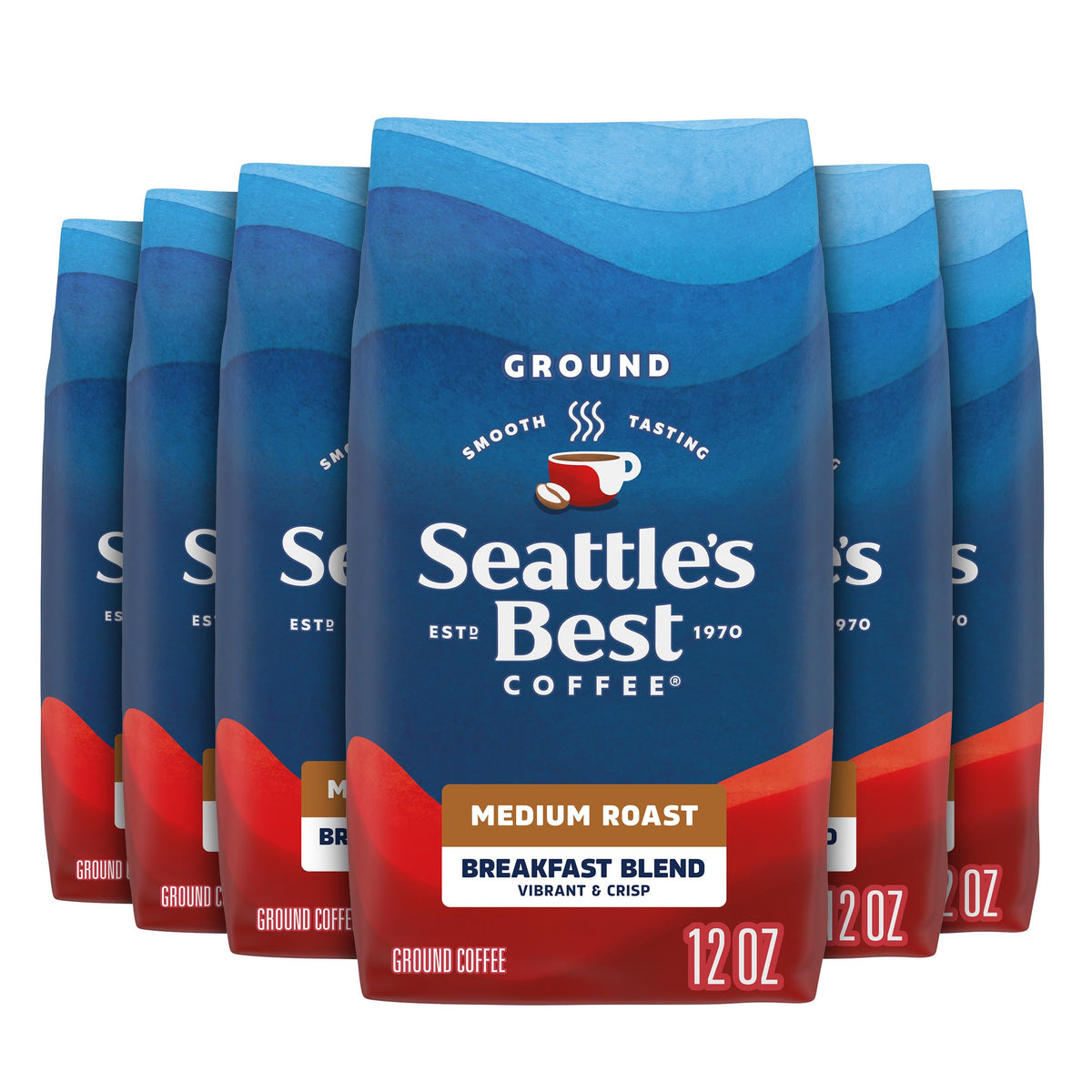 Seattle's Best Coffee Ground Coffee Post Alley Dark Roast, 6 Bags 12 oz