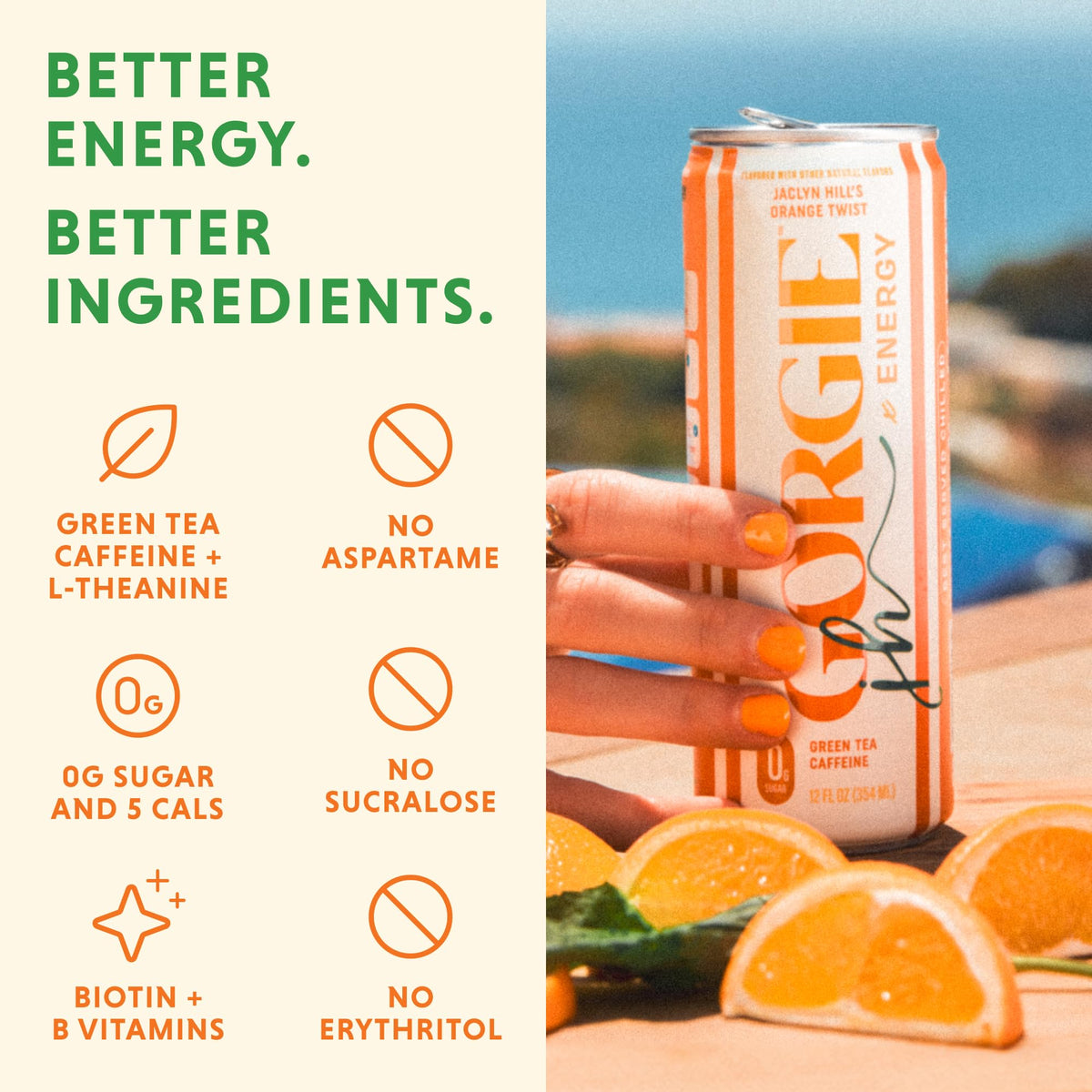 GORGIE Tropical Punch Sugar Free Energy Drink, Green Tea, 12 Pack | 150mg Green Tea Caffeine, Biotin, B6 & B12 Vitamins, L-Theanine, Low Calories, Vegan, Sparkling, Coffee Replacement