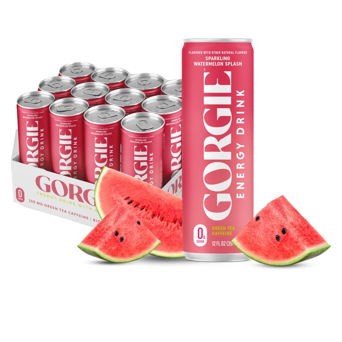 GORGIE Tropical Punch Sugar Free Energy Drink, Green Tea, 12 Pack | 150mg Green Tea Caffeine, Biotin, B6 & B12 Vitamins, L-Theanine, Low Calories, Vegan, Sparkling, Coffee Replacement