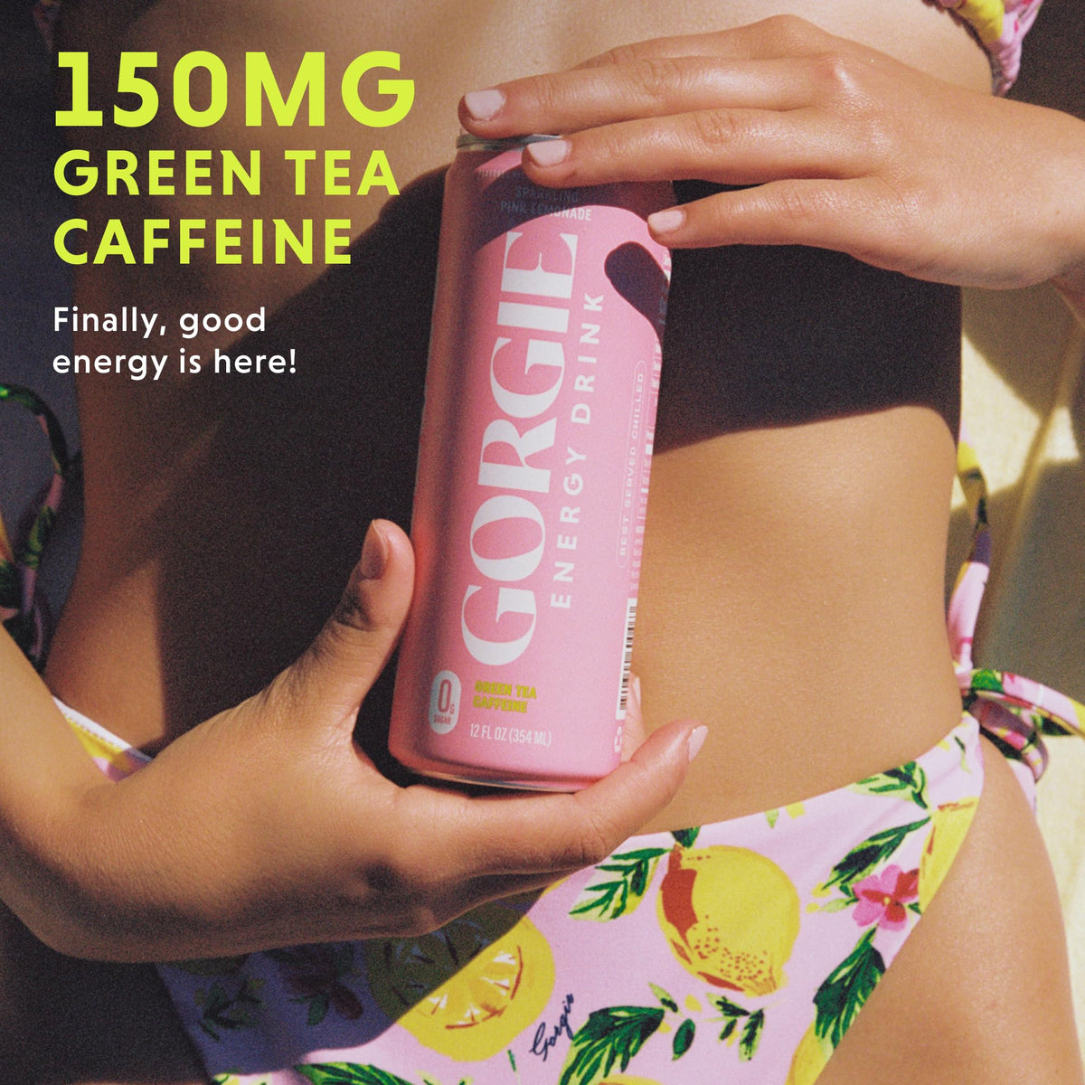 GORGIE Tropical Punch Sugar Free Energy Drink, Green Tea, 12 Pack | 150mg Green Tea Caffeine, Biotin, B6 & B12 Vitamins, L-Theanine, Low Calories, Vegan, Sparkling, Coffee Replacement