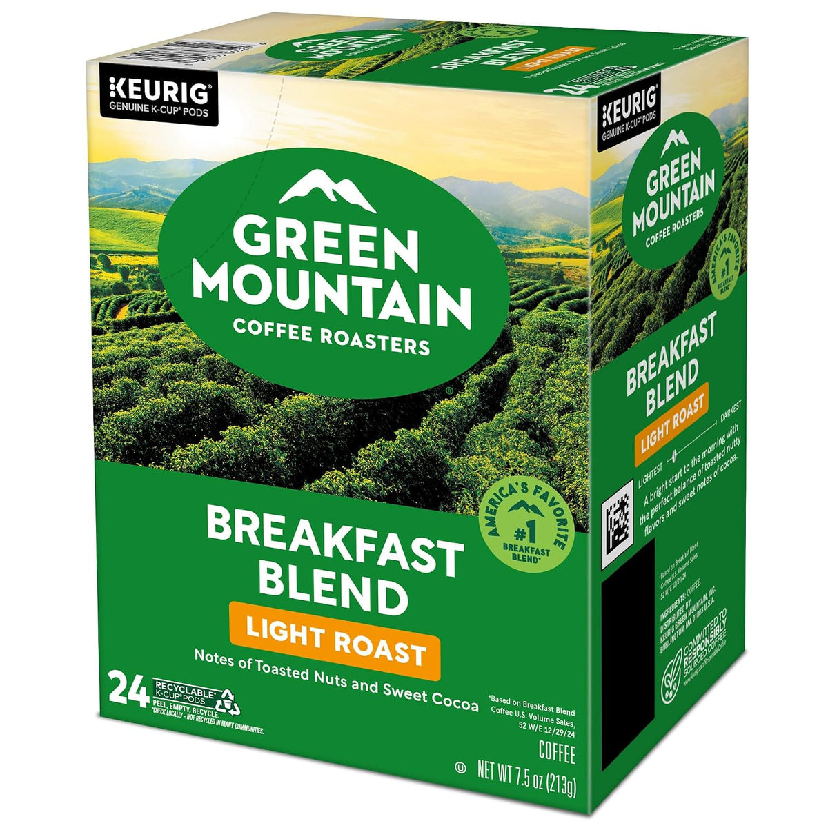 Green Mountain Breakfast Blend Coffee, K-Cup Pods, 96 Count