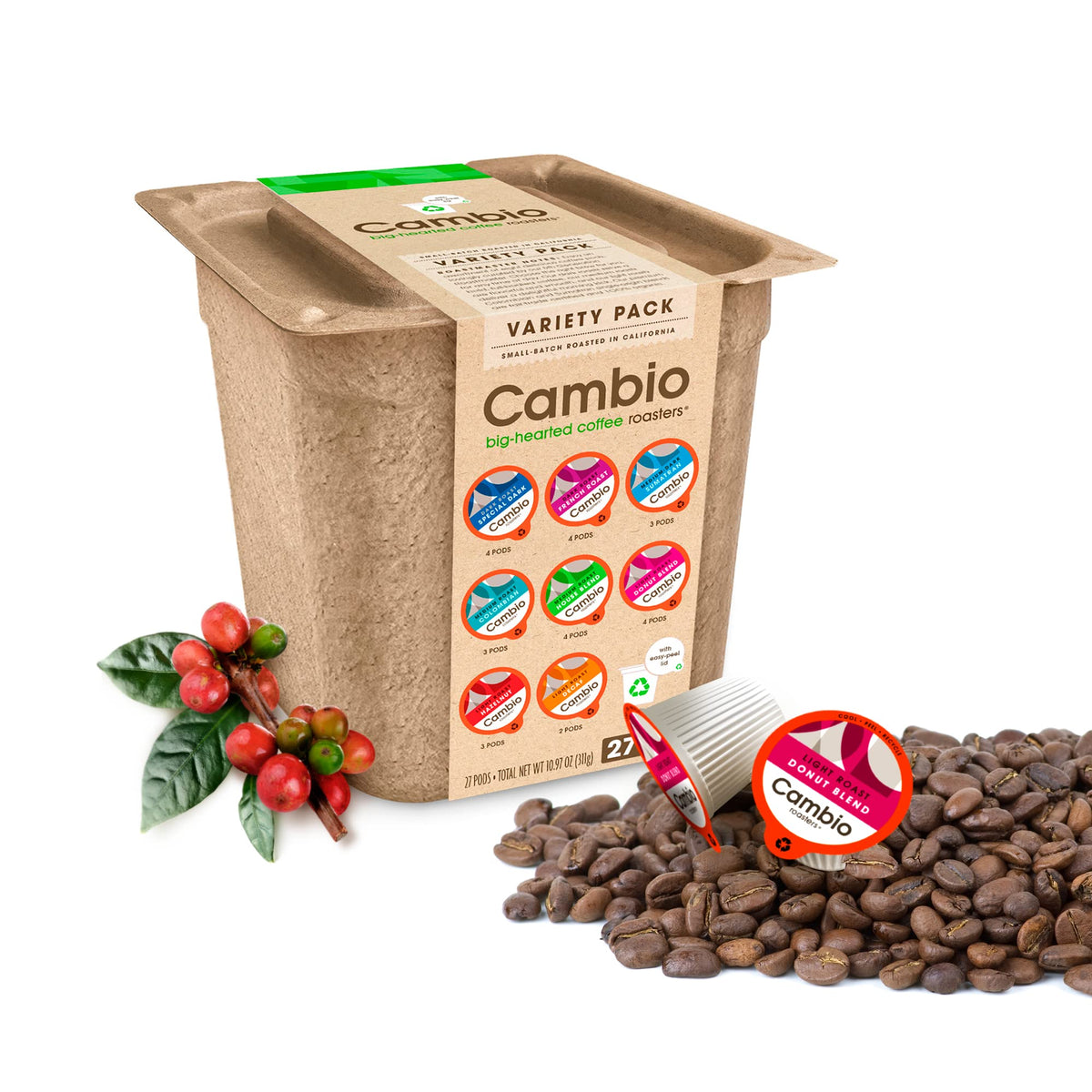Cambio Roasters Hazelnut Coffee Pods - Recyclable Aluminum Pods, 60ct
