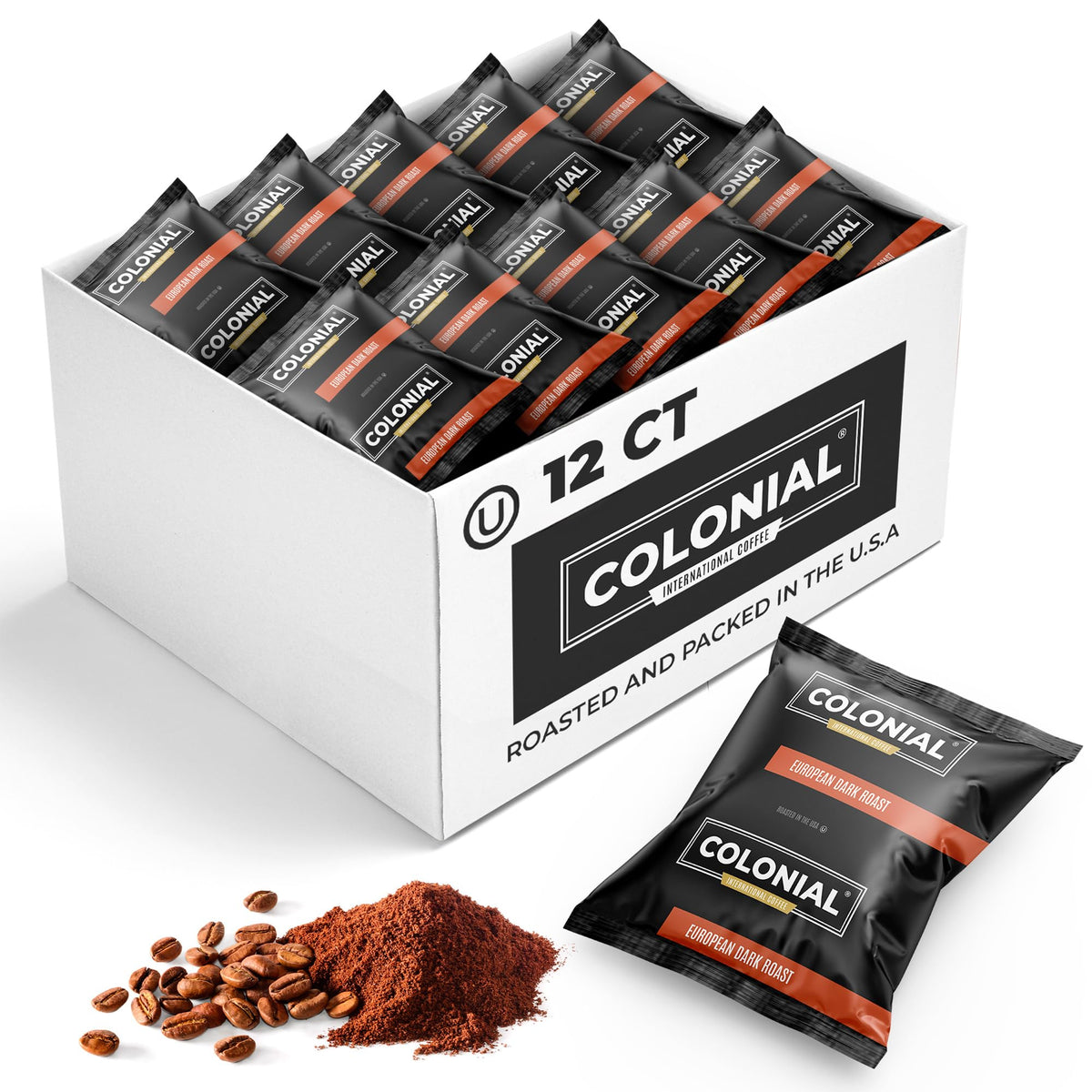 Colonial Coffee Ground Frac Packs, European Dark Roast, 32-Count