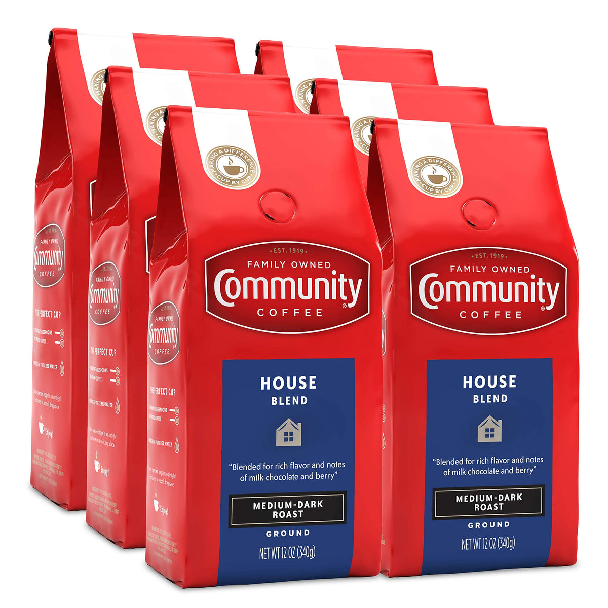 Community Coffee Breakfast Blend, 128 Ounces Ground Coffee, Medium Roast, 32 Ounce Bag (Pack of 4)