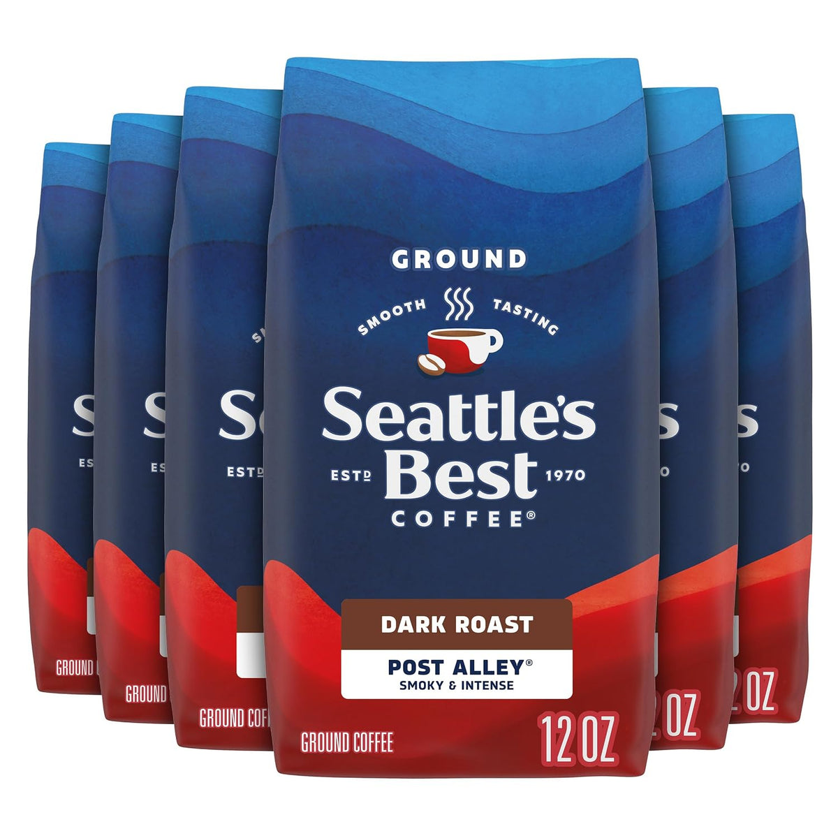 Seattle's Best Coffee Ground Coffee Post Alley Dark Roast, 6 Bags 12 oz