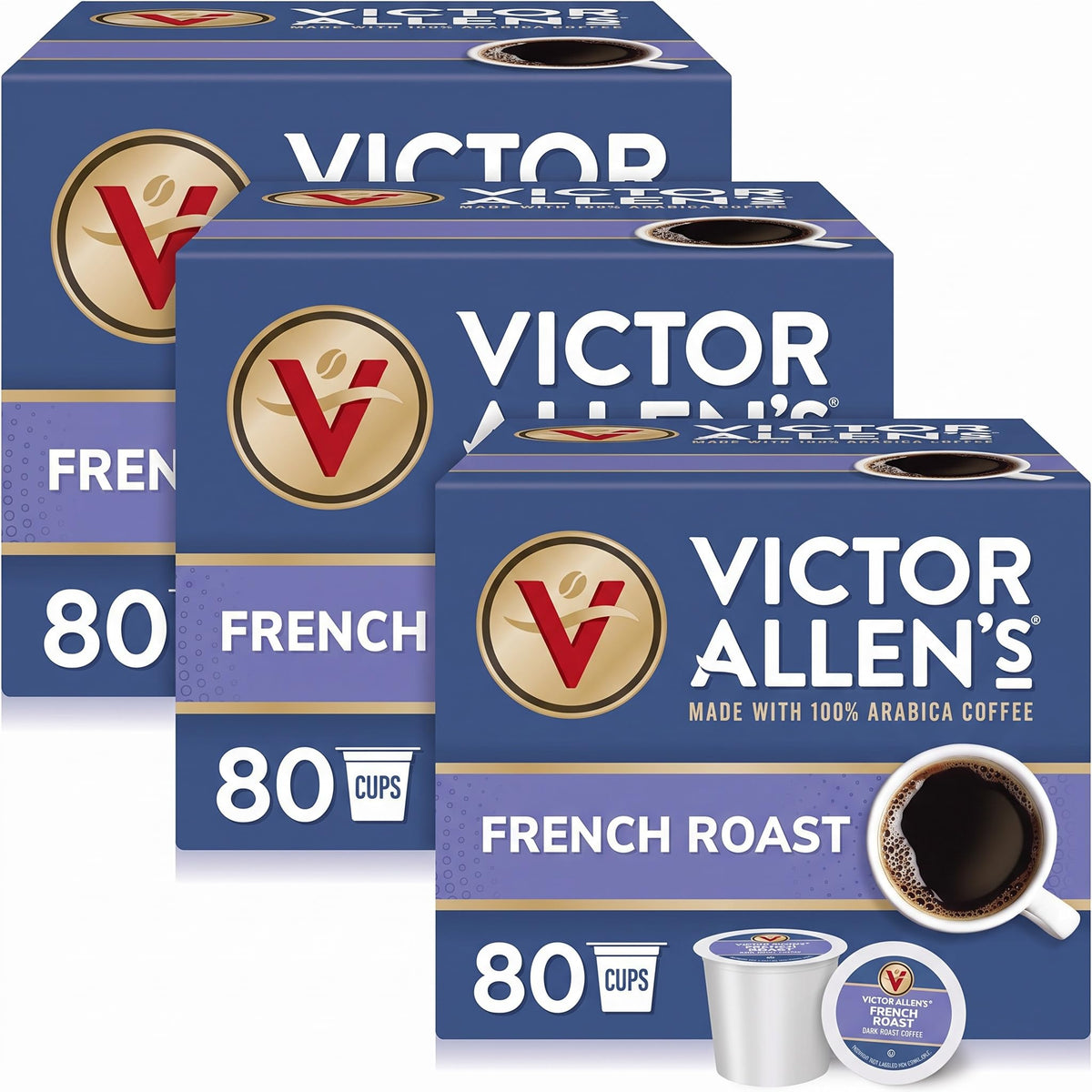 Victor Allen's Coffee Donut Shop, Morning Blend, 100% Colombian, and French Roast Variety Pack for K-Cup, Keurig 2.0 Brewers, 96 Count Single Serve Coffee Pods