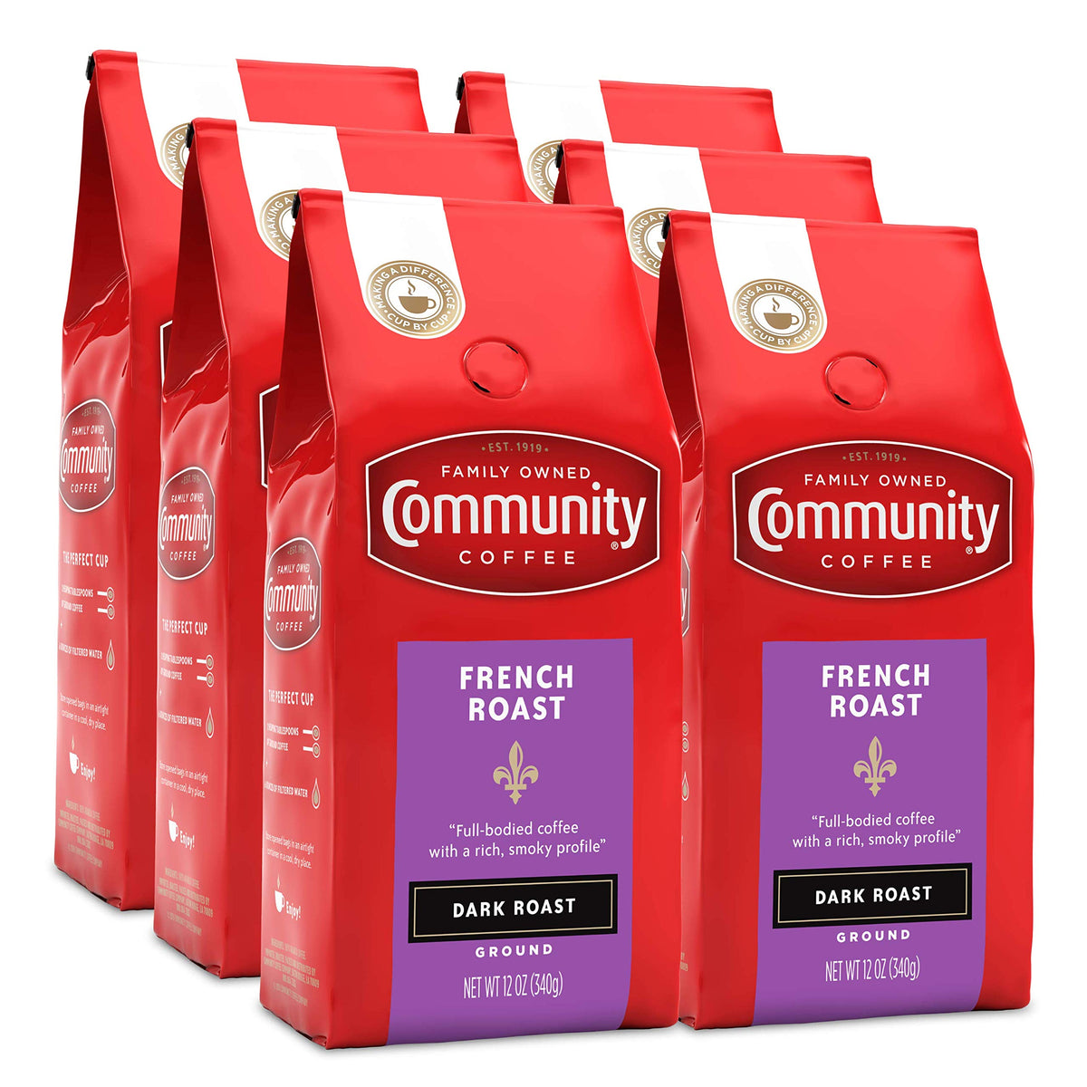 Community Coffee Breakfast Blend, 128 Ounces Ground Coffee, Medium Roast, 32 Ounce Bag (Pack of 4)