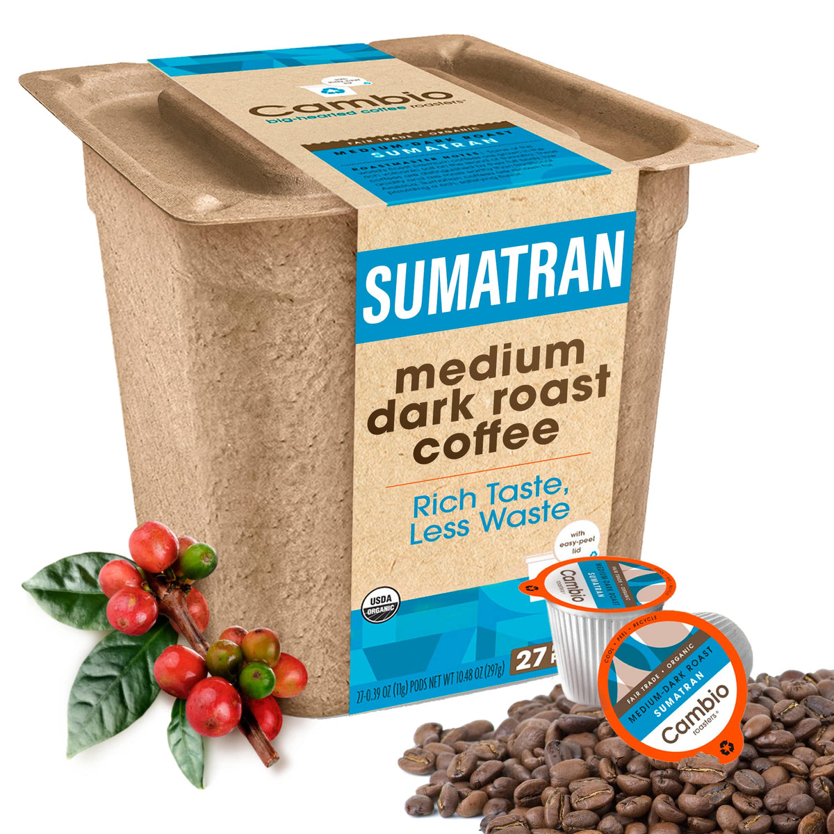 Cambio Roasters Hazelnut Coffee Pods - Recyclable Aluminum Pods, 60ct