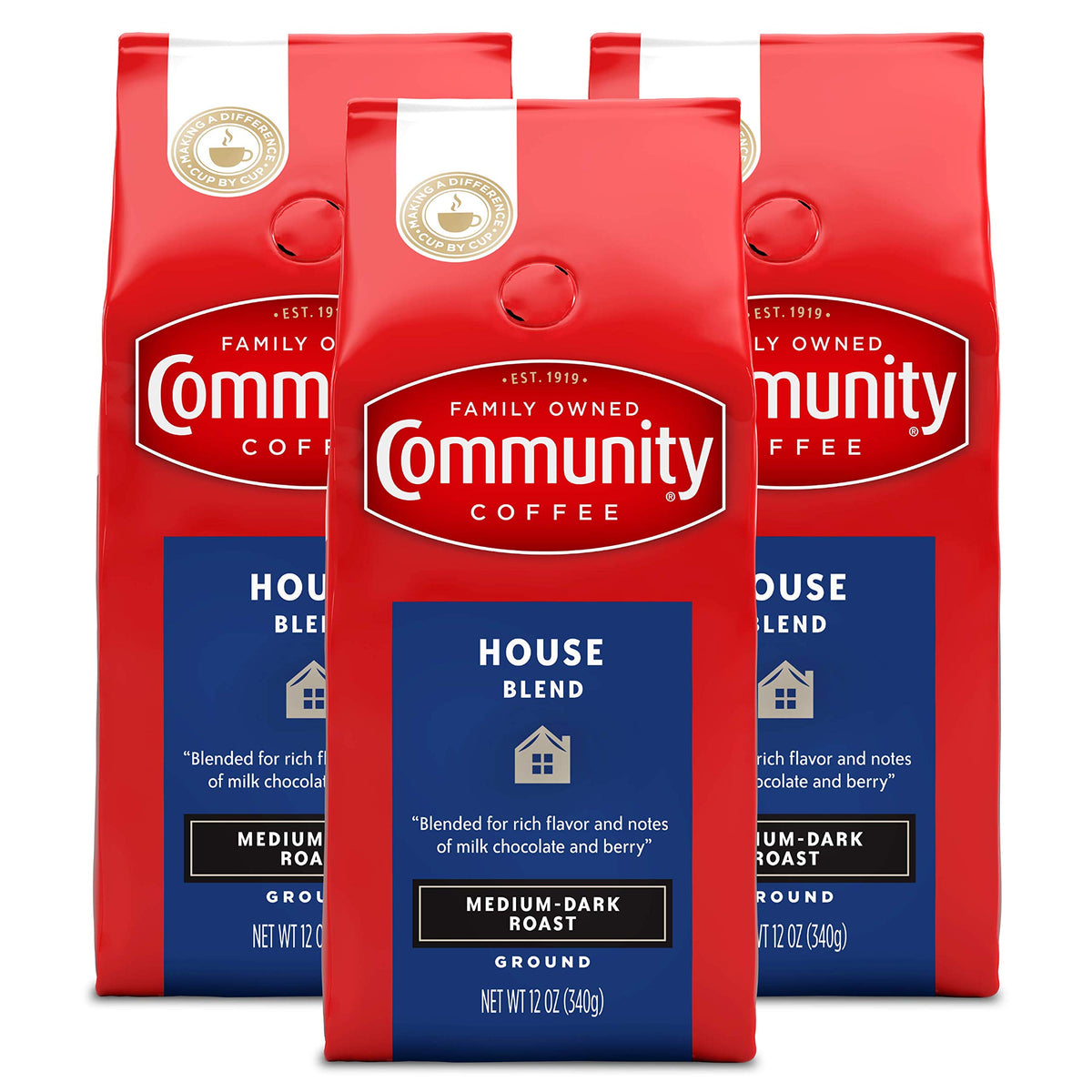 Community Coffee Breakfast Blend, 128 Ounces Ground Coffee, Medium Roast, 32 Ounce Bag (Pack of 4)