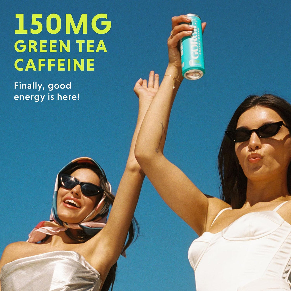 GORGIE Tropical Punch Sugar Free Energy Drink, Green Tea, 12 Pack | 150mg Green Tea Caffeine, Biotin, B6 & B12 Vitamins, L-Theanine, Low Calories, Vegan, Sparkling, Coffee Replacement