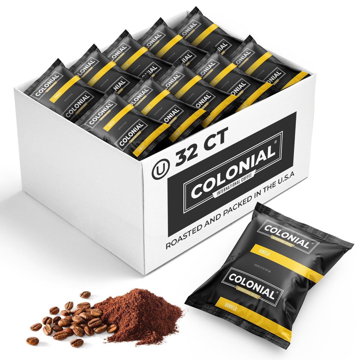 Colonial Coffee Ground Frac Packs, European Dark Roast, 32-Count
