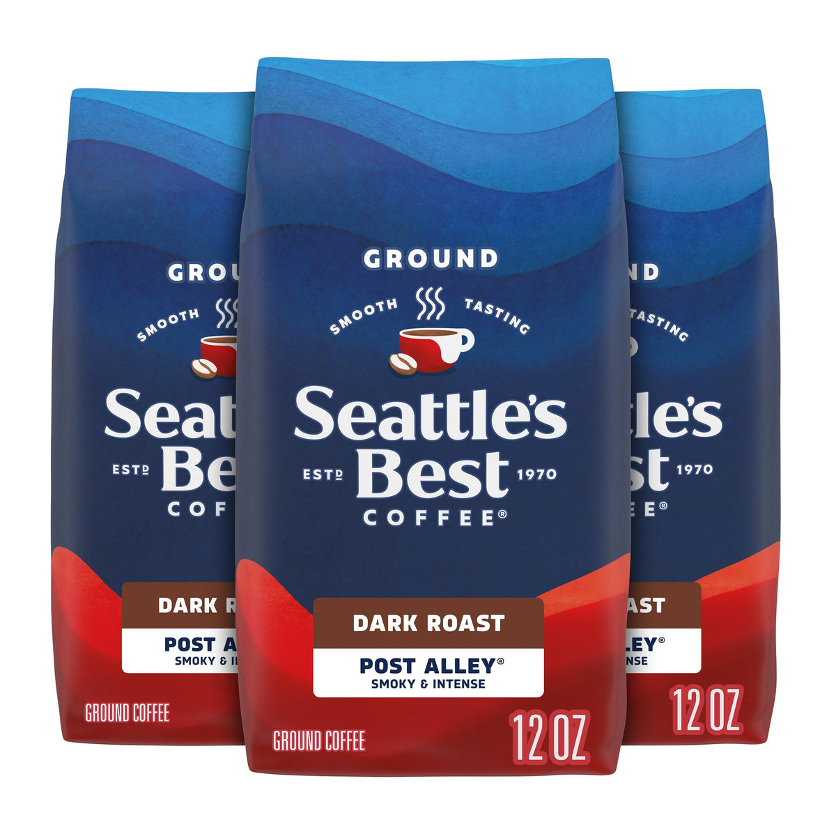 Seattle's Best Coffee Ground Coffee Post Alley Dark Roast, 6 Bags 12 oz