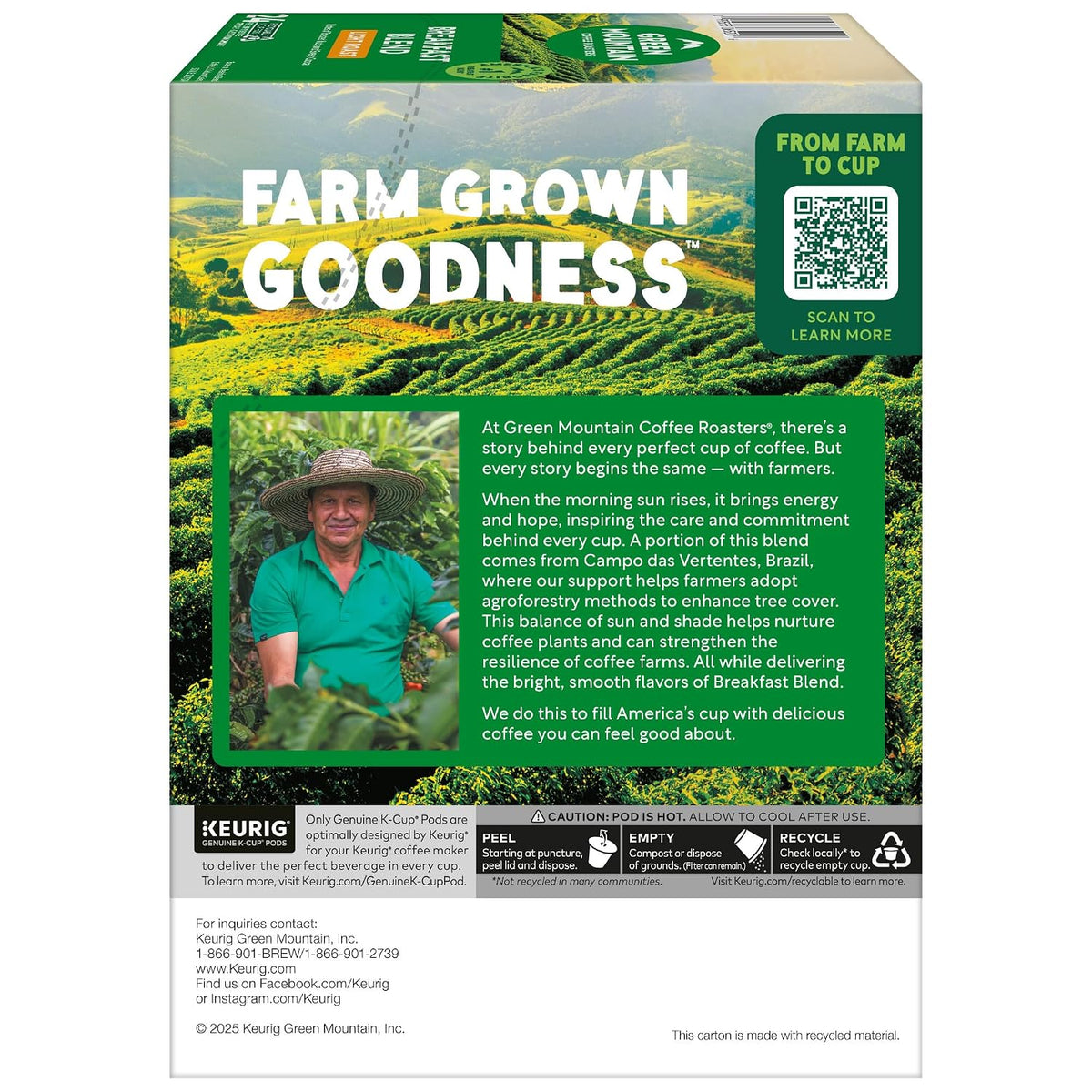 Green Mountain Breakfast Blend Coffee, K-Cup Pods, 96 Count
