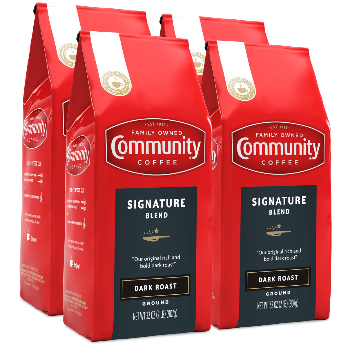 Community Coffee Breakfast Blend, 128 Ounces Ground Coffee, Medium Roast, 32 Ounce Bag (Pack of 4)