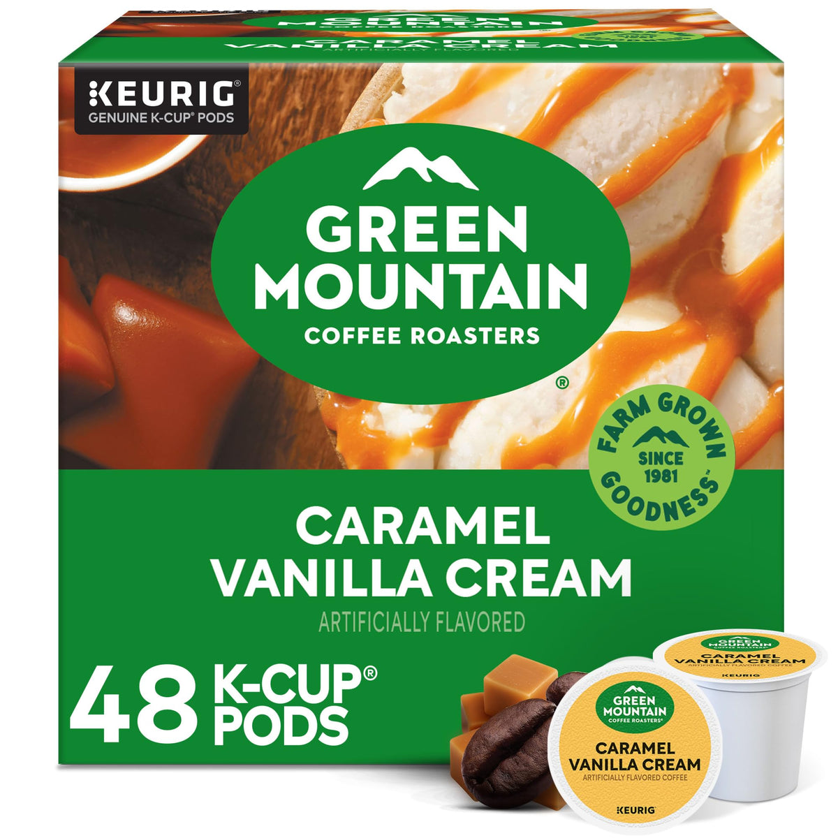 Green Mountain Caramel Vanilla Cream Coffee, K-Cup Pods, 96 Count