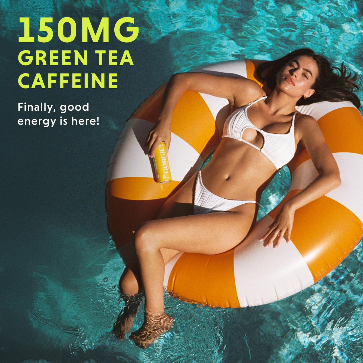 GORGIE Tropical Punch Sugar Free Energy Drink, Green Tea, 12 Pack | 150mg Green Tea Caffeine, Biotin, B6 & B12 Vitamins, L-Theanine, Low Calories, Vegan, Sparkling, Coffee Replacement