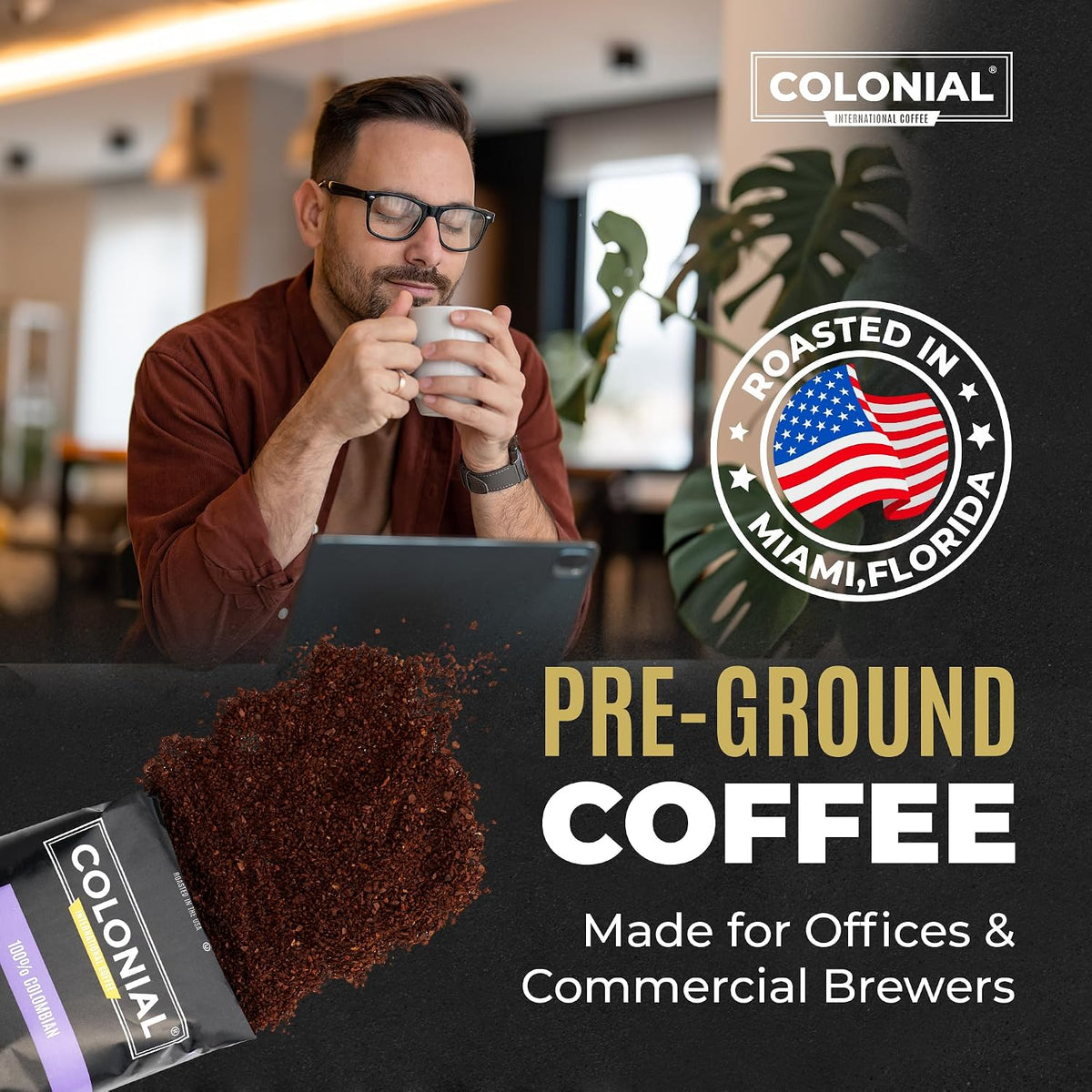 Colonial Coffee Ground Frac Packs, European Dark Roast, 32-Count