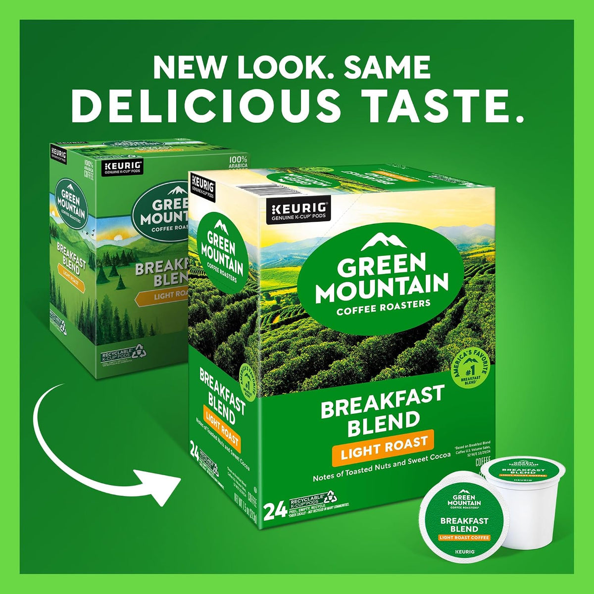 Green Mountain Breakfast Blend Coffee, K-Cup Pods, 96 Count