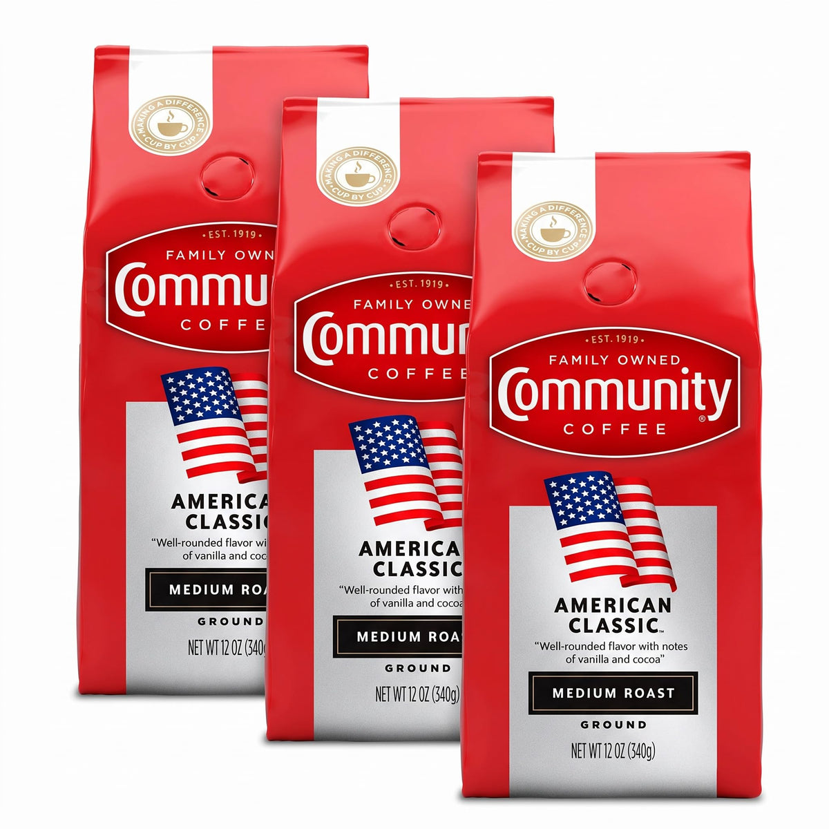 Community Coffee Breakfast Blend, 128 Ounces Ground Coffee, Medium Roast, 32 Ounce Bag (Pack of 4)