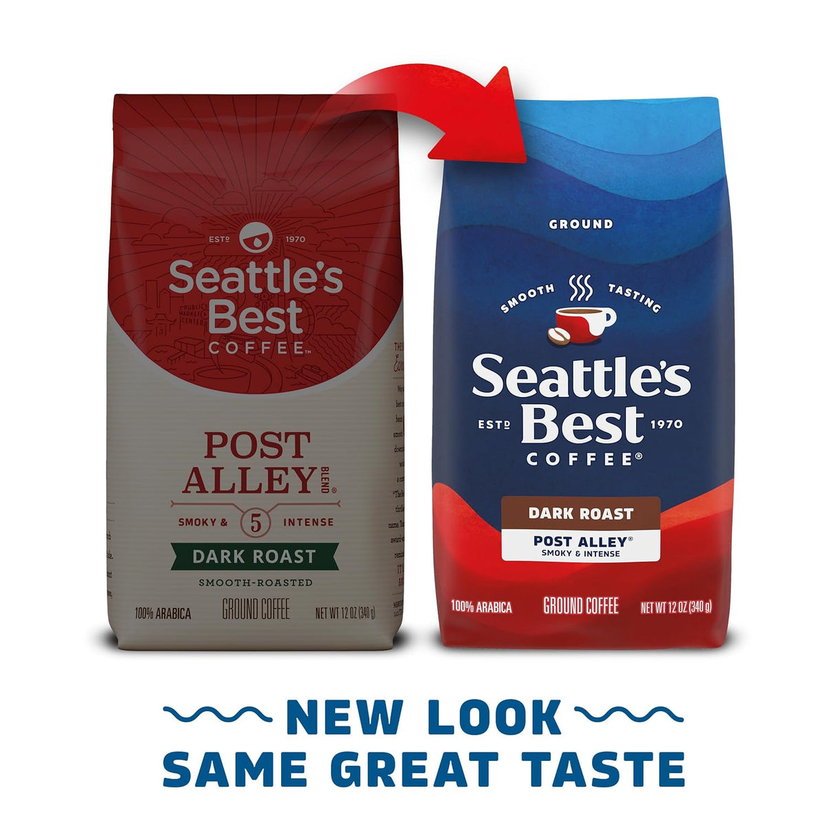Seattle's Best Coffee Ground Coffee Post Alley Dark Roast, 6 Bags 12 oz