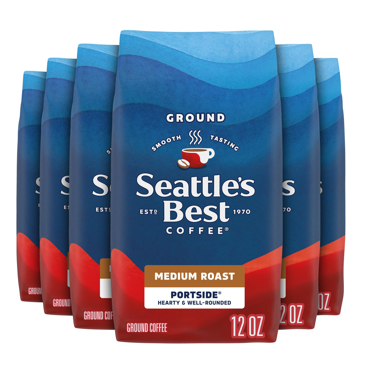 Seattle's Best Coffee Ground Coffee Post Alley Dark Roast, 6 Bags 12 oz