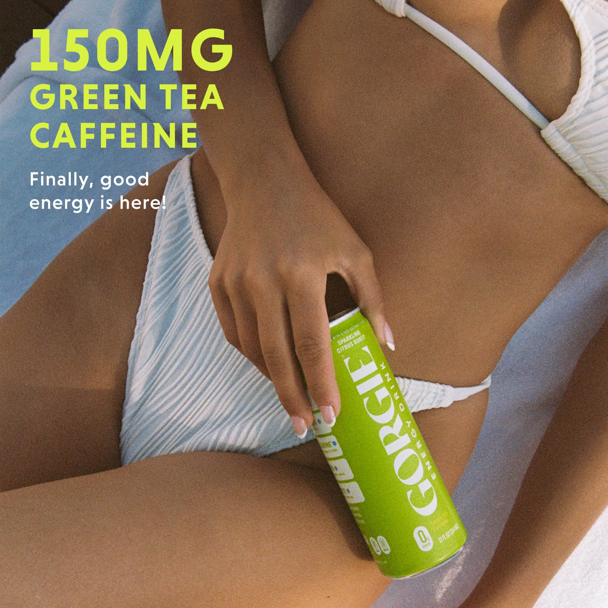GORGIE Tropical Punch Sugar Free Energy Drink, Green Tea, 12 Pack | 150mg Green Tea Caffeine, Biotin, B6 & B12 Vitamins, L-Theanine, Low Calories, Vegan, Sparkling, Coffee Replacement