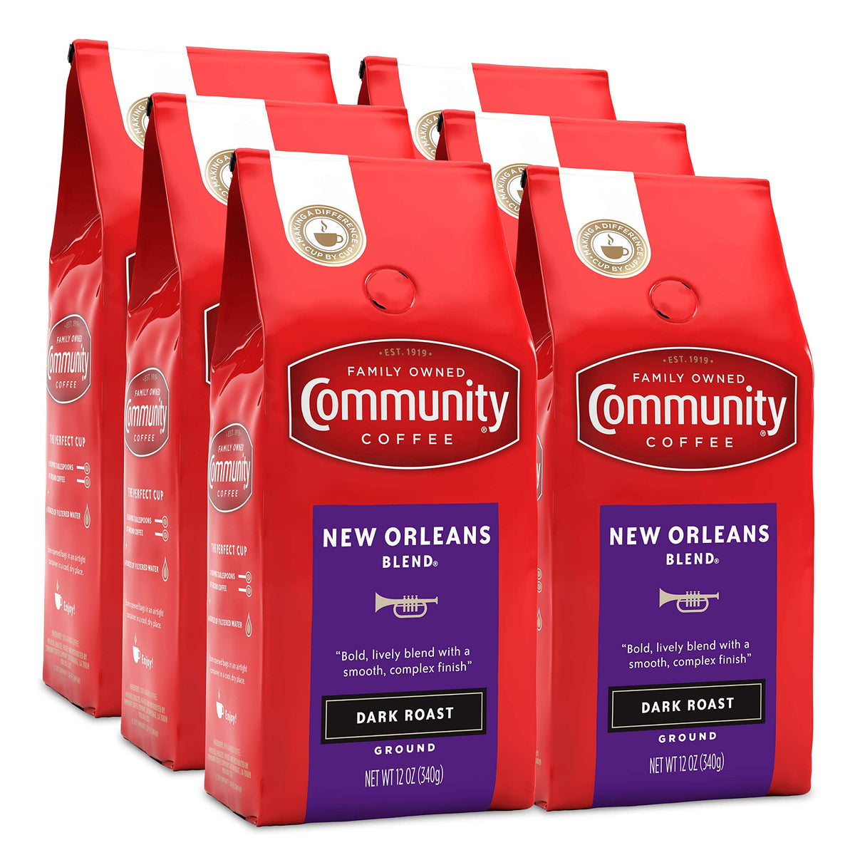 Community Coffee Breakfast Blend, 128 Ounces Ground Coffee, Medium Roast, 32 Ounce Bag (Pack of 4)