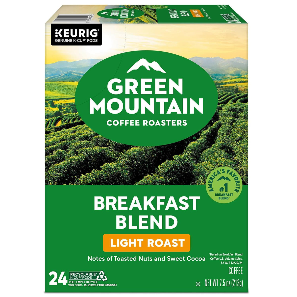Green Mountain Breakfast Blend Coffee, K-Cup Pods, 96 Count