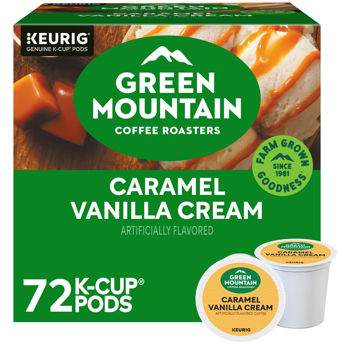 Green Mountain Caramel Vanilla Cream Coffee, K-Cup Pods, 96 Count