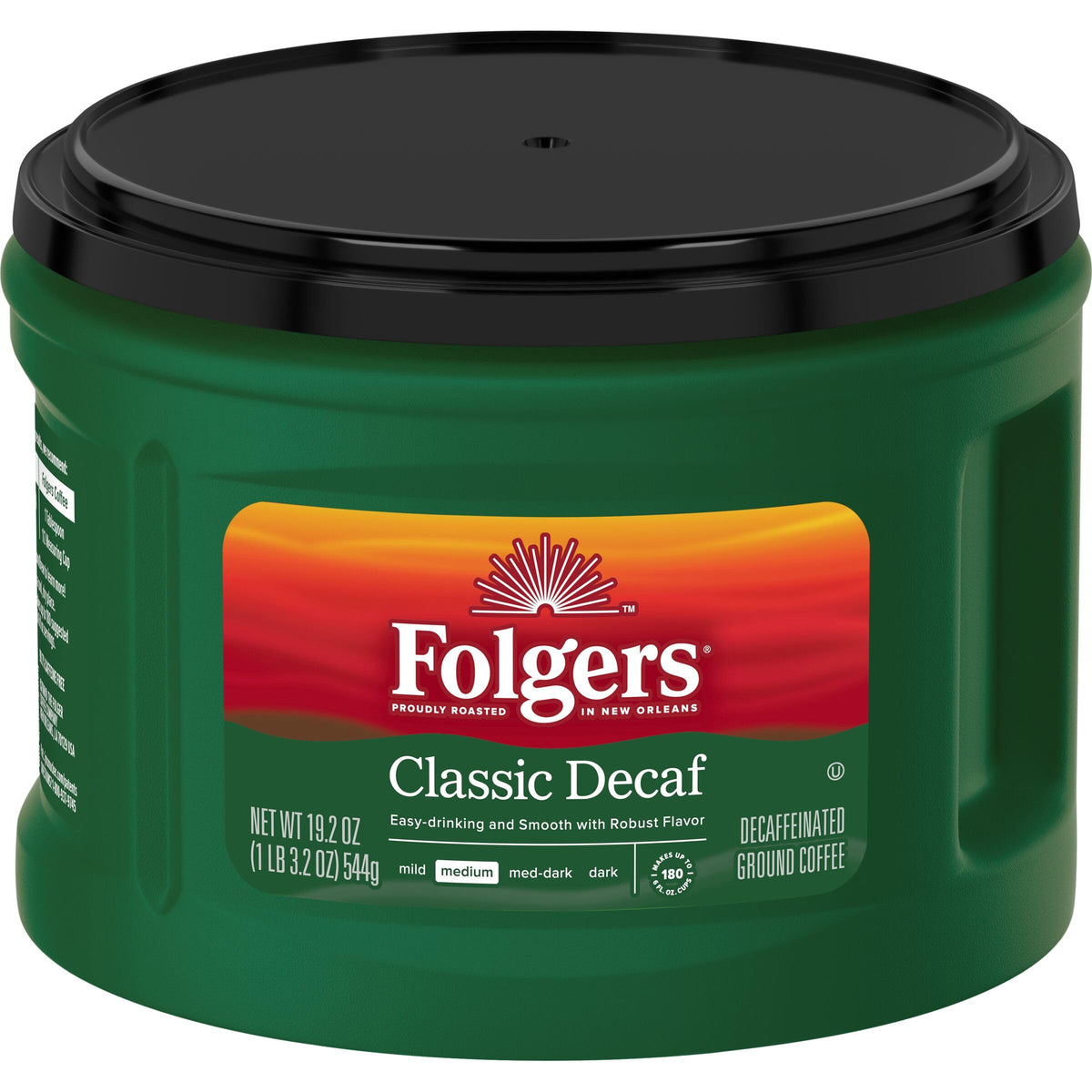 Folgers Classic Decaf Ground Coffee, Medium Roast, 6 Canisters