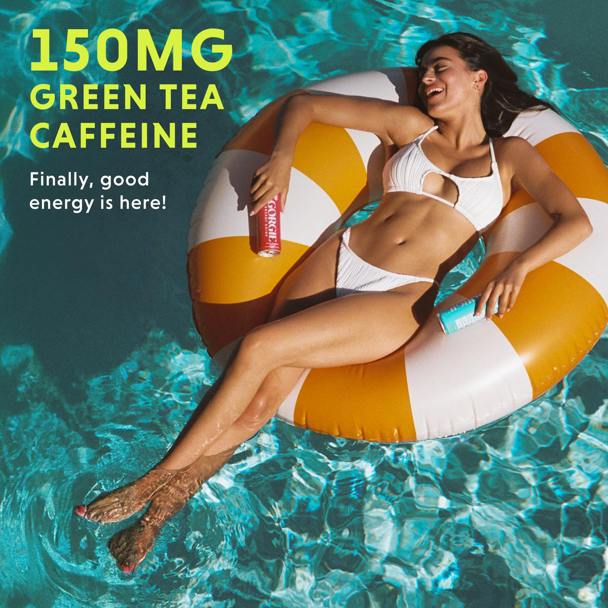 GORGIE Tropical Punch Sugar Free Energy Drink, Green Tea, 12 Pack | 150mg Green Tea Caffeine, Biotin, B6 & B12 Vitamins, L-Theanine, Low Calories, Vegan, Sparkling, Coffee Replacement