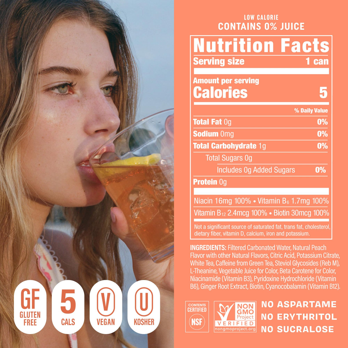 GORGIE Tropical Punch Sugar Free Energy Drink, Green Tea, 12 Pack | 150mg Green Tea Caffeine, Biotin, B6 & B12 Vitamins, L-Theanine, Low Calories, Vegan, Sparkling, Coffee Replacement